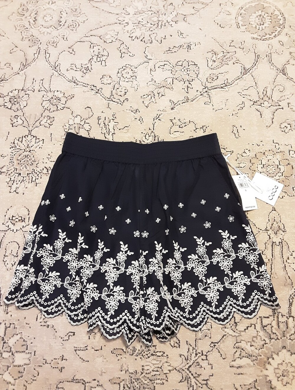 CeCe Navy Shorts with White Eyelet Embroidery